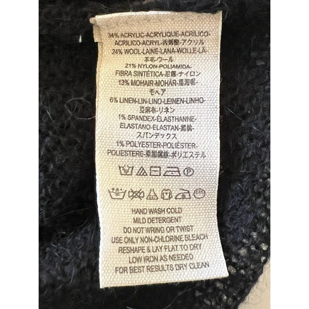 FREE PEOPLE Black Loch Lomond Off Shoulder Flutter Sleeve Sweater Wool Blend S